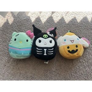 Hello Kitty Squishmallows Set 6.5” Halloween HK, Kuromi, Cinnamoroll Plush